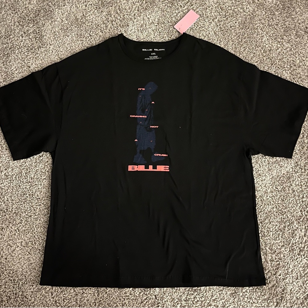 Billie Eilish Black Graphic Tee with Red and Blue Design